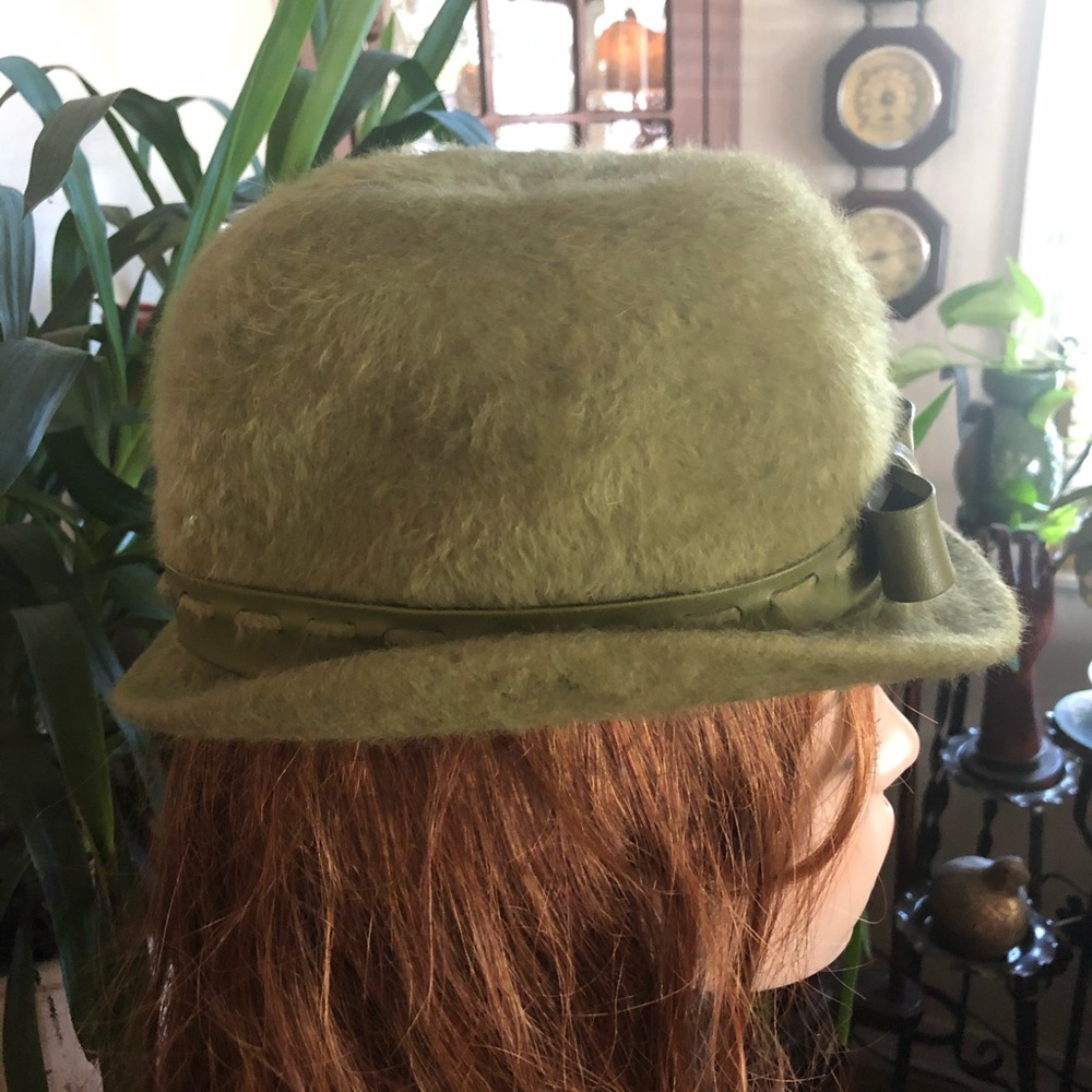 Vintage Green Brushed Wool Hat - Picture 2 of 9